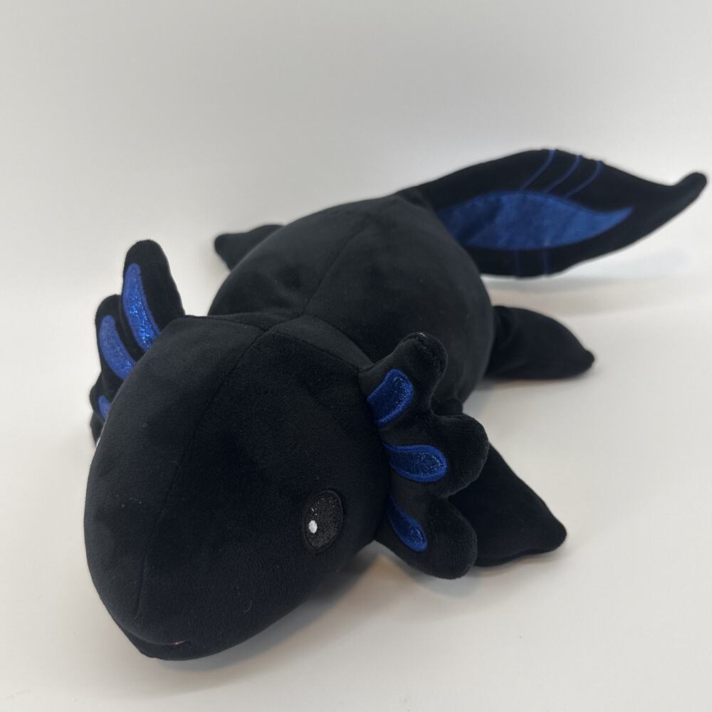 Fiesta Black Axolotl Plush Sparkly Blue Accents Soft, Squishy